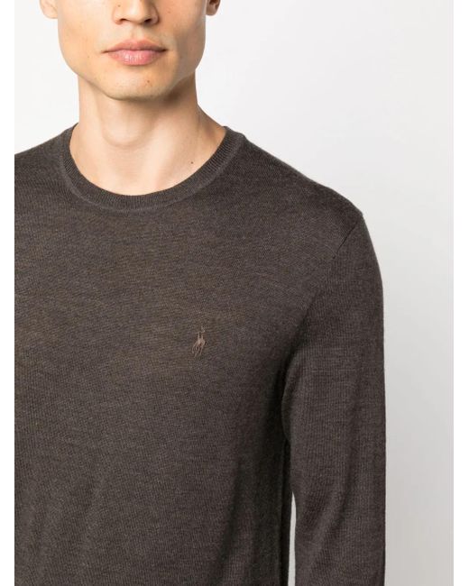 Polo Ralph Lauren Black Polo Pony-Embroidered Wool Jumper for men