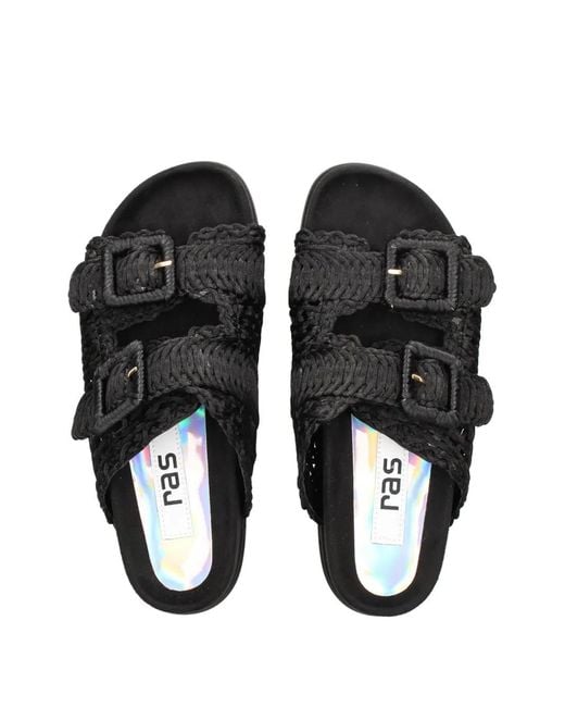 Ras Black Buckled Sandals