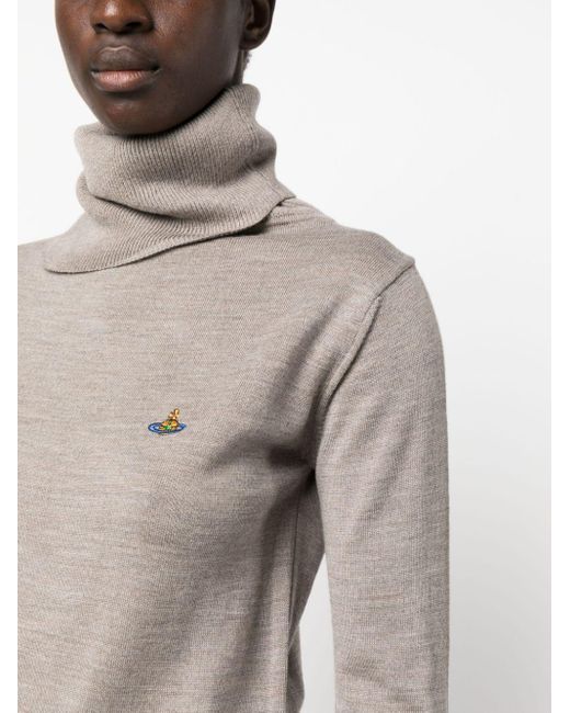 Vivienne Westwood Orb-embroidered Roll Neck Jumper in Grey | Lyst UK