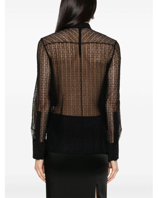 Givenchy Black Seidenbluse mit 4G-Muster