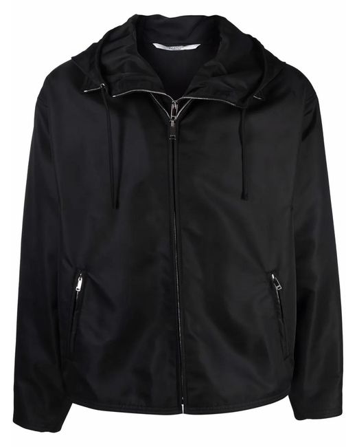 Valentino Garavani Black Dual Zip-Detail Hooded Short Jacket for men
