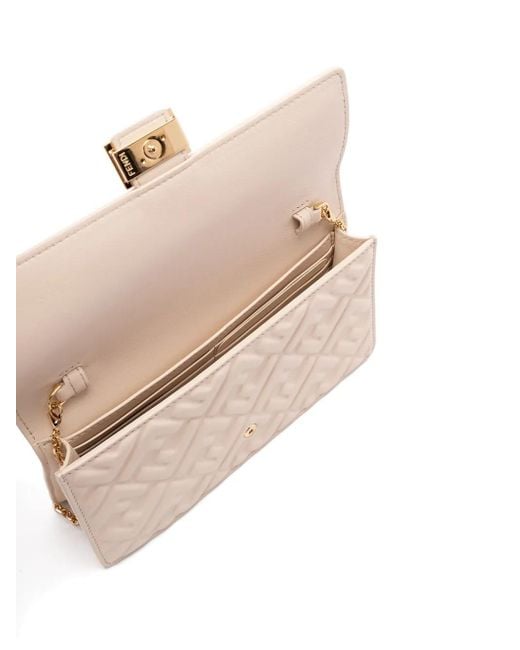 Fendi Natural Wallet On Chain Baguette Clutch Bag