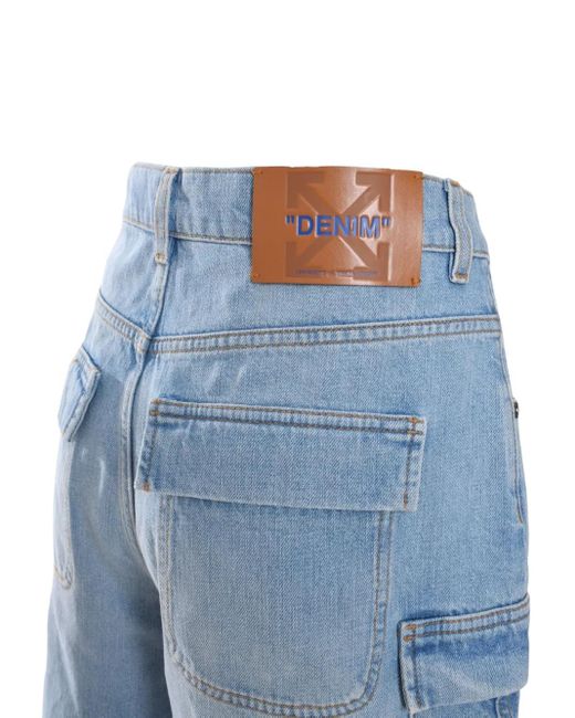 Off-White c/o Virgil Abloh Blue Denim Cargo Shorts
