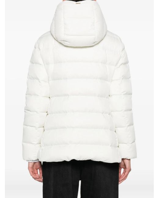 Herno White Hooded Quilted Jacket