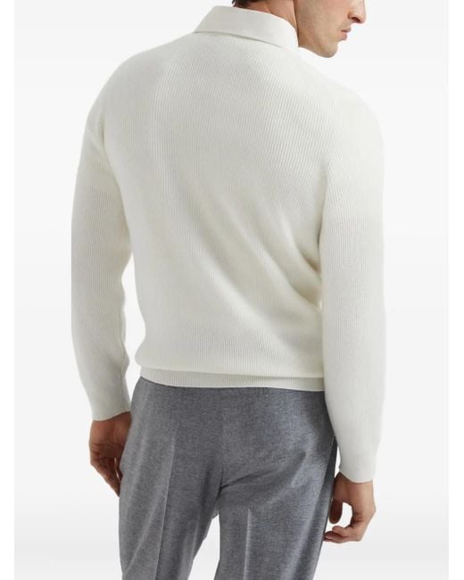 Polo En Cachemire Brunello Cucinelli pour homme en coloris White