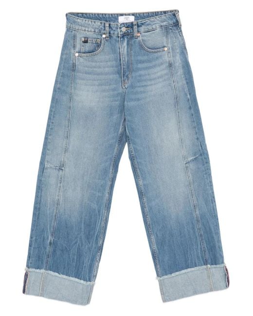 Le Temps Des Cerises Cuffed Straight-leg Jeans Blue