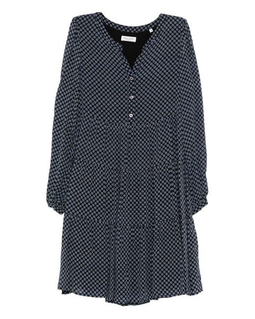 Marc O' Polo Blue Button Geometric Mini Dress