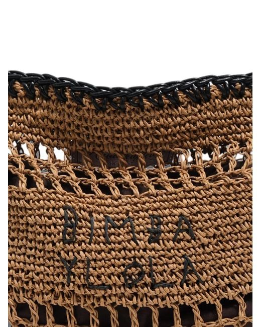 Bimba Y Lola Brown Medium Dark Natural Raffia-Effect Handbag