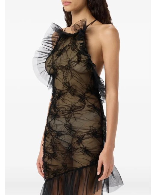 Blumarine Black Ruffled Tulle Mini Dress