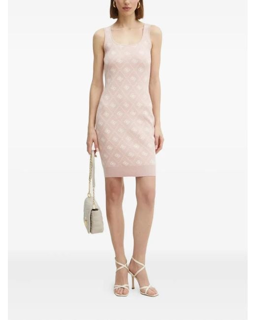 Guess Natural Logo-pattern Sleeveless Mini Dress