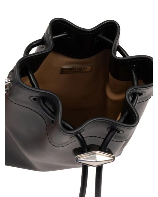 Jimmy Choo Black Bon Bon Metallic Leather Mini Bucket Bag