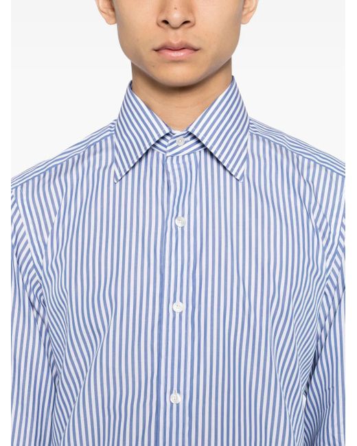 Tom Ford Blue Cotton Stripe Shirt for men