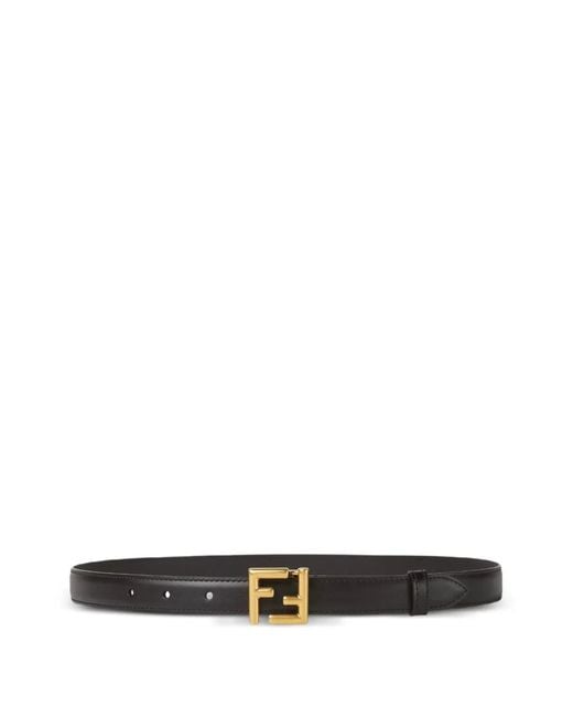 Fendi White Ff Logo Leather Belt