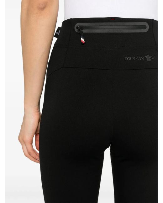Moncler Black Rubberised-Logo Performance Leggings