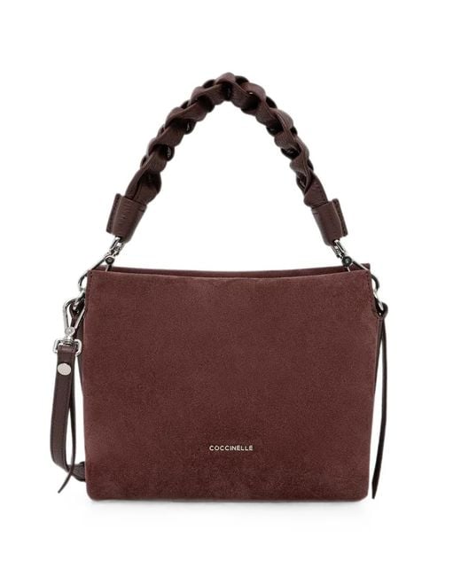 Coccinelle Purple Small Boheme Braided-Handle Suede Cross Body Bag