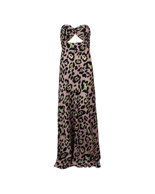 Essentiel Antwerp White Twist-Knot Animal-Print Maxi Dress