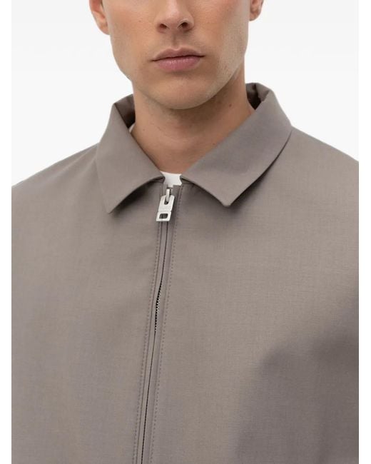 HUGO Gray Hellys Elasticated-Hem Zip-Up Jacket for men