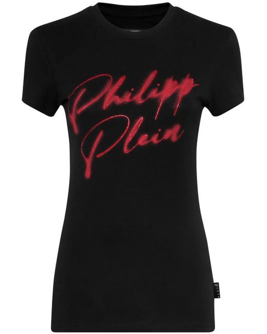Philipp Plein Black Crystal-Embellished Cotton T-Shirt
