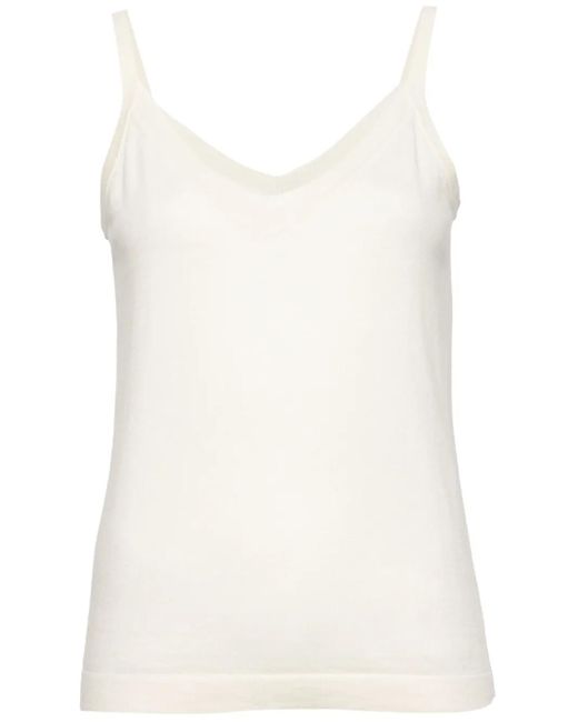 N.Peal Cashmere White Fine-Knit Cami Top