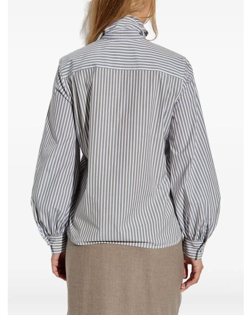 Max Mara Gray Disco Bow-Embellished Striped Shirt