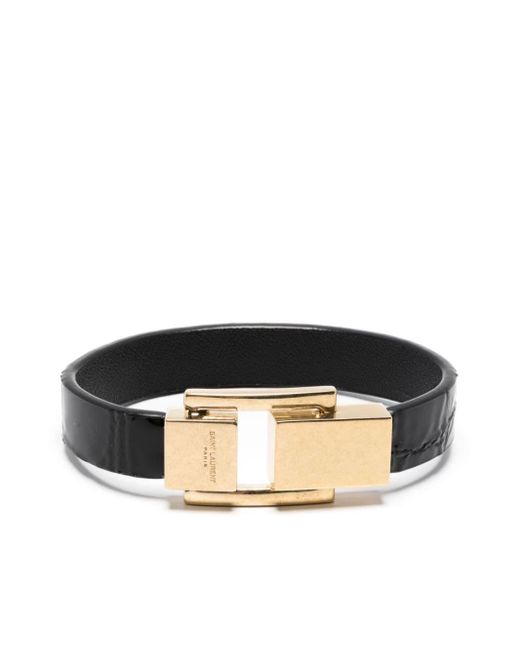 Saint Laurent Black Le Carré Leather Bracelet