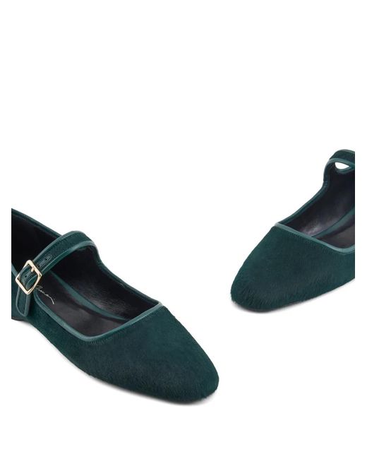 Giorgio Armani Green Mary-Jane Leather Ballerina