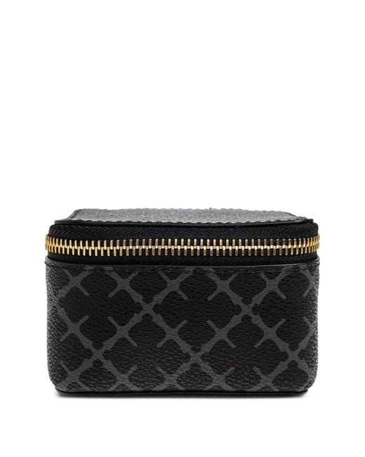 By Malene Birger Black Geometric-Print Zip-Fastening Jewellery Box
