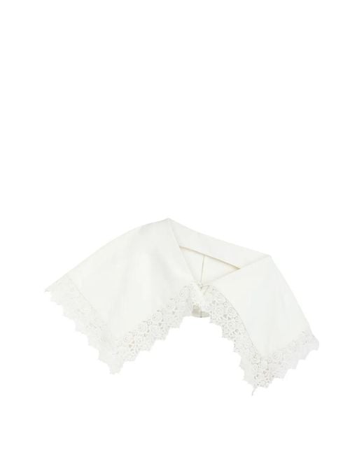 A.W.A.K.E. MODE White Lace-Trim Blouse