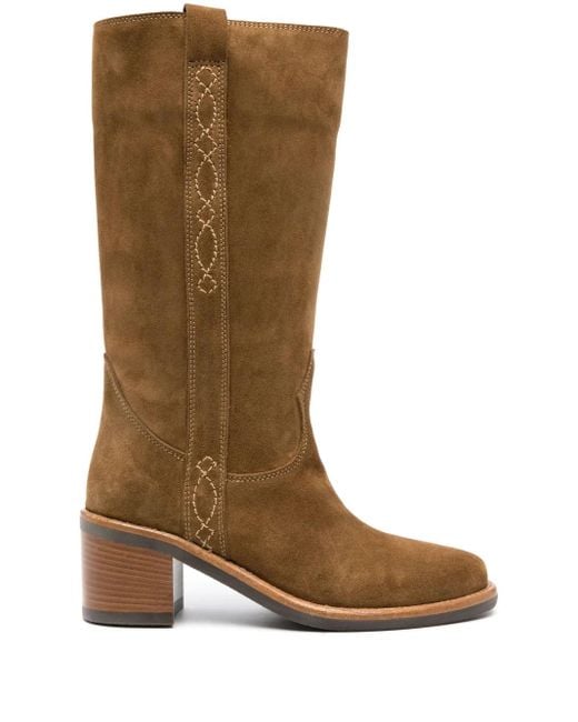 Ash Brown 60Mm Suede Leather Boots
