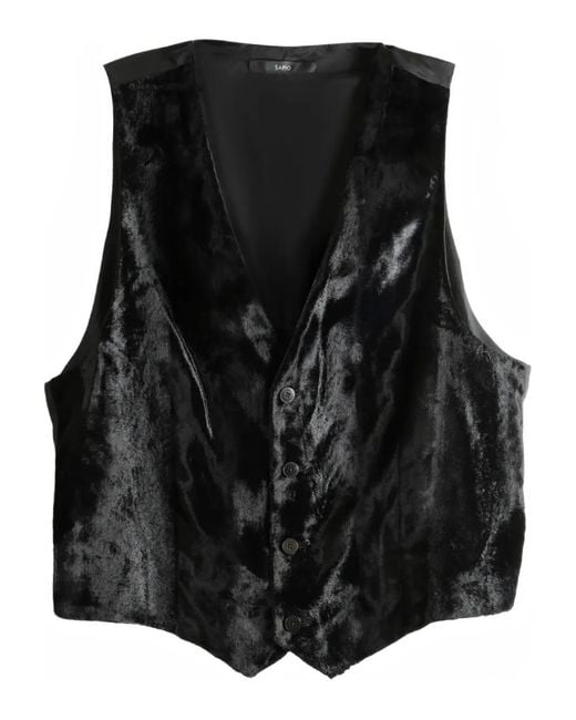SAPIO Black Cavallino Velvet Effect Gilet