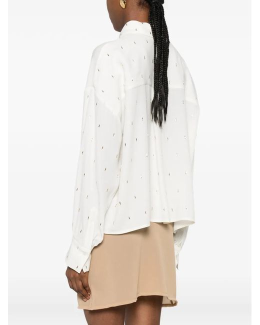 Fabiana Filippi White Chemise À Ornements De Perles Et Manches Longues