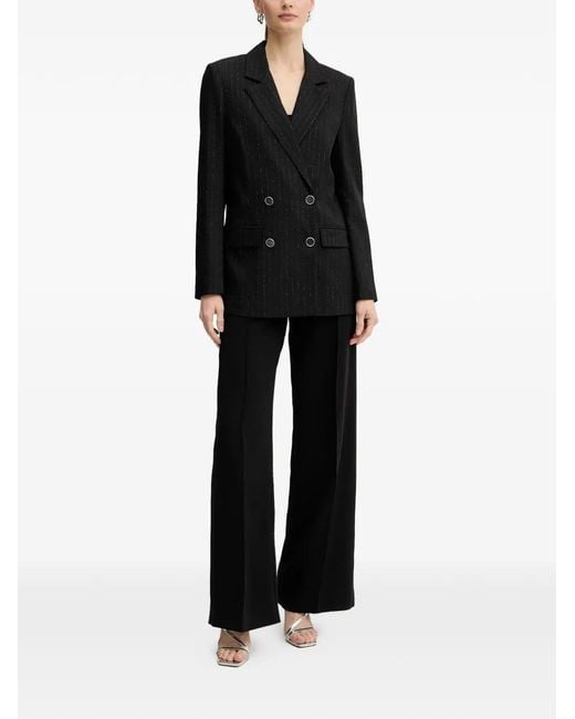 Guess Black Double-Breasted Pinstriped Blazer