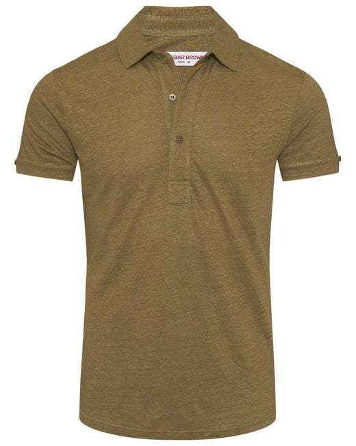 Orlebar Brown Green Sebastian Linen Polo Shirt for men
