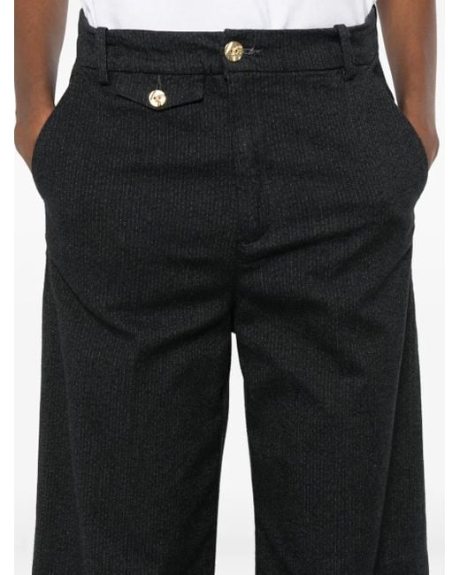 40 Weft Black Pressed-Crease Trousers
