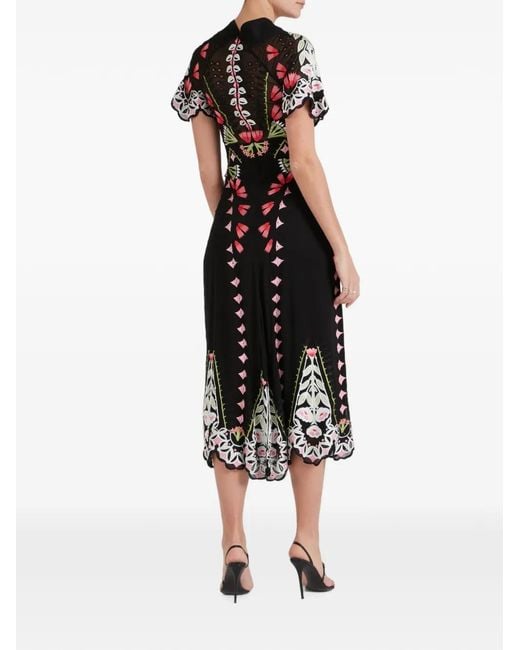 Temperley London White Rosalba Floral-Embroidered Midi Dress