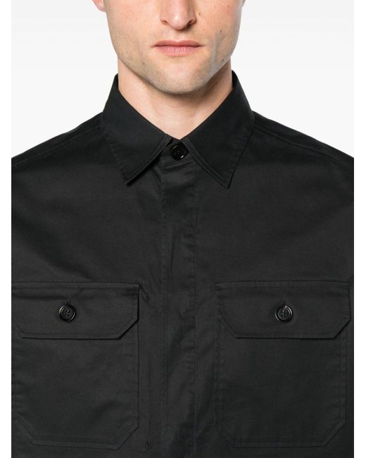 Chemise en coton à poche poitrine Zegna pour homme en coloris Black
