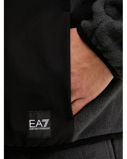 EA7 Black Half-Zip Hoodie for men