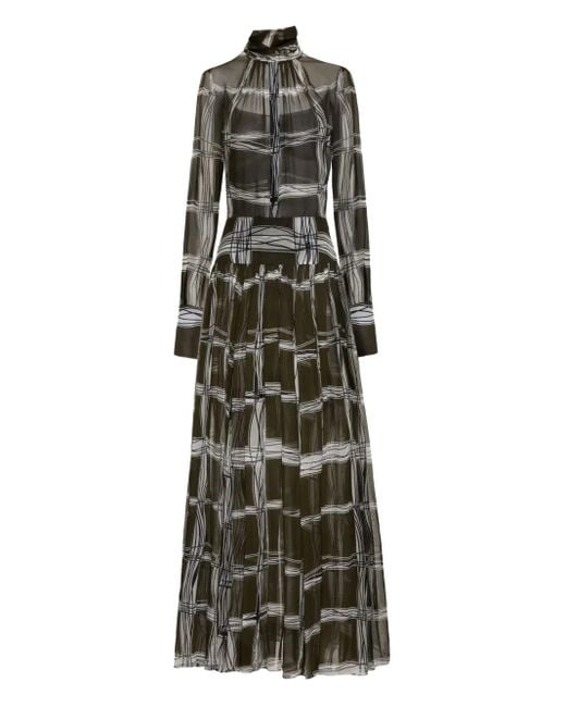 Oscar de la Renta プリーツ シルクマキシドレス Green