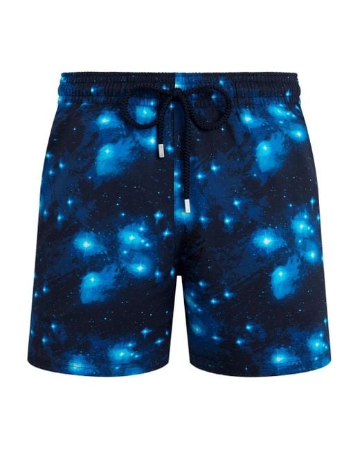 Vilebrequin Blue Elasticated-Waistband Pégase Swim Trunks for men