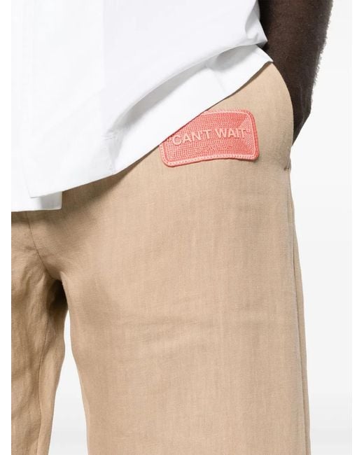 Off-White c/o Virgil Abloh Natural Appliqué-Logo Tapered Trousers for men