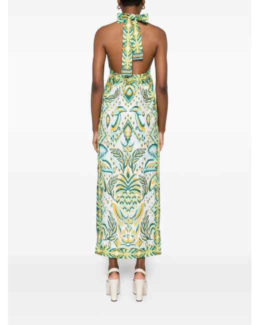 Farm Rio Green Tropical Tapestry Maxi Dress