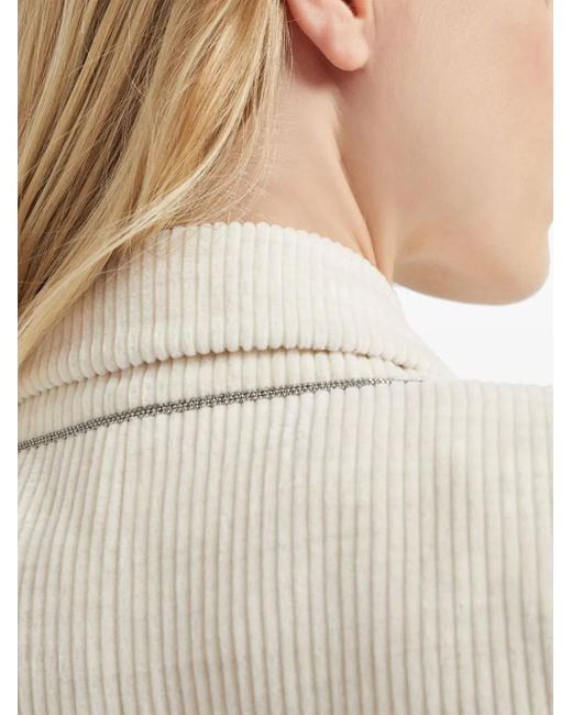 Brunello Cucinelli Natural Cotton Blend Double-Breasted Jacket