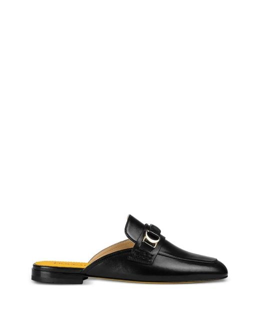 Doucal's Black Metal-Detail Leather Mules
