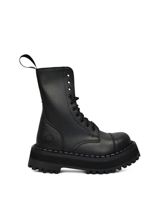 Altercore Black Lace-Up Platform Boots