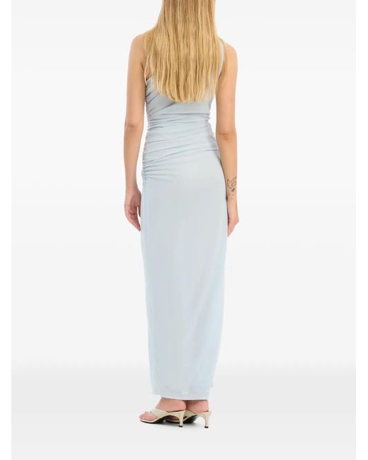 ROTATE BIRGER CHRISTENSEN White One-Shoulder Fitted Mini Dress With Draped Bust And Waist