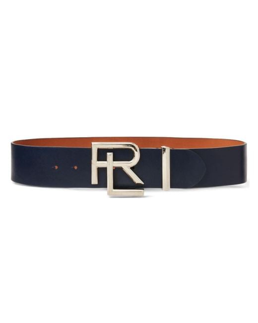 Ralph Lauren Collection Blue Logo-buckle Leather Belt