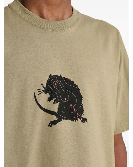 Stussy Natural Graphic-Print T-Shirt for men