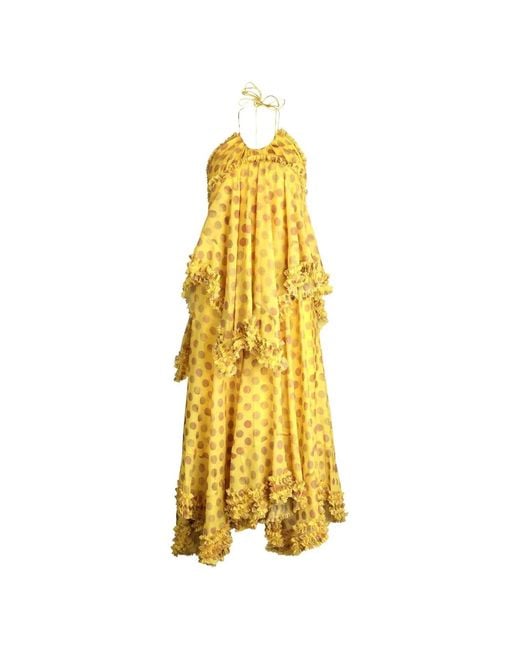 Alexis Metallic Sidi Ruffled Polka-Dot Midi Dress