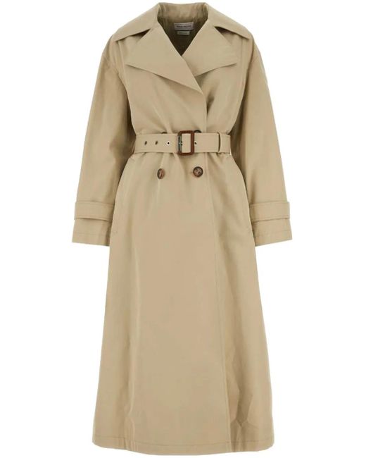 McQueen Natural Cocoon-Sleeved Belted Trench Coat