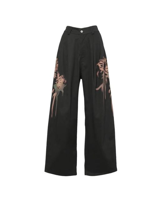 Collina Strada Black Catchfly Floral-Print Trousers